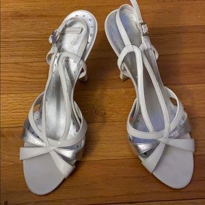 BCBG White/Silver Heel Size 8